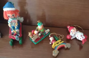 Set of 4 Wood Figure Christmas Ornaments - Picture 1 of 4
