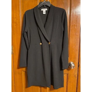 Planet Gold Black Long Sleeve Wrap Dress Size L Polyester & Spandex - Picture 1 of 11