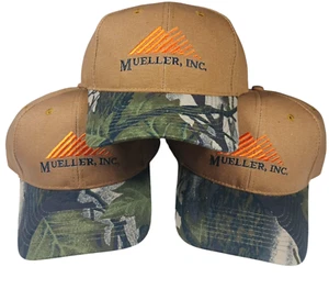 One Mueller Inc Metal Supplies Camo Strap Back Mens Cap Hat Embroidered logo NEW - Picture 1 of 8