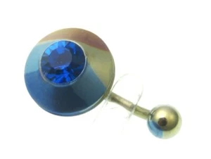 Piercing ombelico titanio anodizzato banana piercing ombelico blu zirconi - Foto 1 di 1