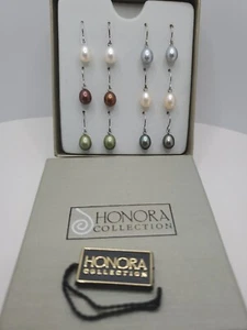 Honora Sterling Silver 6 Pair Pearl Earrings Assorted Colrs - Bild 1 von 10