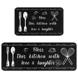 2Pcs Kitchen Rugs Set of 2 Floor Mats for Cooking Non Slip Waterproof Standin... - Picture 1 of 6