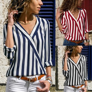 Las mejores ofertas en Camisas y blusas de Rayas Gasa sin marca para  mujeres | eBay