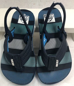 Reef Toddler Thong Sandals Sz 7/8 Little AHI Navy Blue Slingback Boy or Girl #9 - Picture 1 of 8