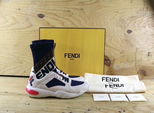 Scarpa Fendi uomo 8 mania logo calzino sneakers pelle stampata donna 10 atletica