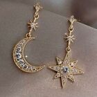 925 Silver Gold Sun Moon Star Drop Earrings Jewelry Cubic Zirconia Women Gifts