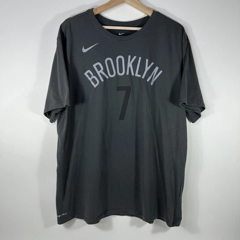 The Nike Tee Kevin Durant Brooklyn Nets T-Shirt Gray Athletic Cut Men’s 2XL XXL Cover