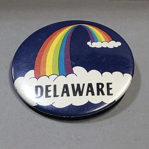 Delaware Gay Pride Rainbow Clouds Metal Button Pin Lesbian - Picture 1 of 3