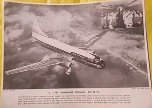 Vtg 1952 Mainliner Convair 270 Mph Cruises At 270 Miles An Hour - Picture 1 of 2