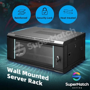 4U Network Cabinet Server Data Rack LAN 19 Inch Wall Mounted Locking Glass Door - Picture 1 of 12
