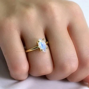 Rainbow Moonstone Ring Solid 925 Sterling Silver Ring Handmade Ring - All Size - Picture 1 of 5