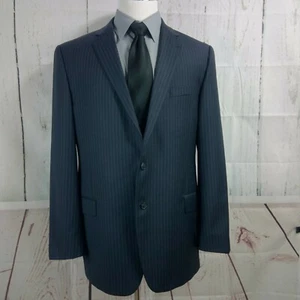 Joseph Abboud Super 100's 46L 2 Button Dark Blue Striped Suit Blazer Sports Coat - Picture 1 of 8