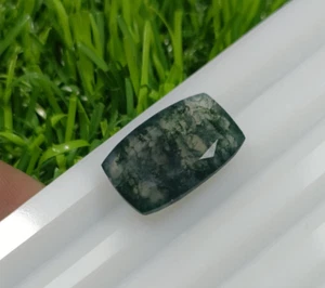 Moss Agates Faceted Beautiful Stone Natural Design Moss Agate 17X11X5 MM - Picture 1 of 7