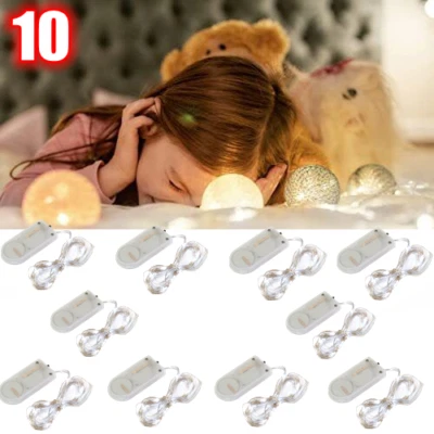 10 Pack 6.6ft 20 LEDs Battery Operated Mini LED Copper Wire String Fairy Lights - Image 1 of 4
