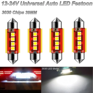 4x 38mm39mm 239 272 Festoon LED Blub 4LEDs 3030 Canbus License Plate Lamp 12-24V - Picture 1 of 10