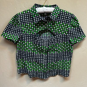 Walter Baker Womens Dot Mirage Trisha Top Medium Short Sleeve Keyhole Front - Picture 1 of 9