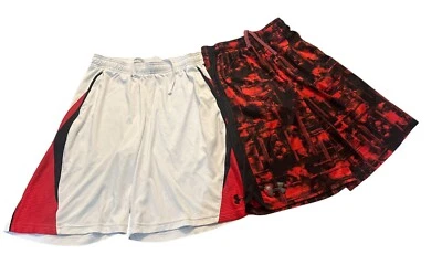 Under Armour Loose Fit Basketball Shorts - Boys Size Large - Red Black and White - Image 1 of 4