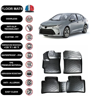 Alfombrillas forro para Toyota Corolla sedán híbrido (2019-2024) moldeadas en 4D 4 un. Foto 1 de 4
