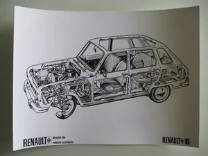Renault 6 R6 Röntgenzeichnung Original Werkfoto Pressefoto Photo de presse - Bild 1 von 2