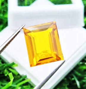 9.10 Ct Certified Natural Sunset Yellow Sapphire Emerald Cut Loose Gemstones - Picture 1 of 4