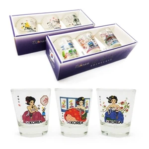 Juego de 3 tazas de soju coreanas Mukbang de vidrio de soju de colección Yewon (48 mm x 60 mm) - Imagen 1 de 20