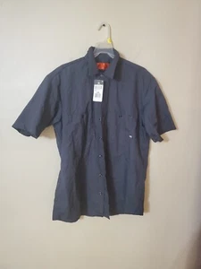 NWT Dickies Men's Short Sleeve Industrial Work Black Button Up Size Large #1122 - Picture 1 of 5