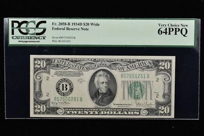1934-D $20 FEDERAL RESERVE NOTE ✪ PCGS 64-PPQ ✪ FR 2058-B EPQ NY 251 ◢TRUSTED◣ - Image 1 of 2