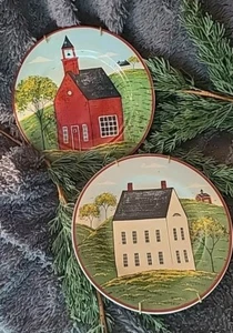 Set Of 2 Brandon House By Warren Kimble Sakura 8" Plates Country Life School - Picture 1 of 5