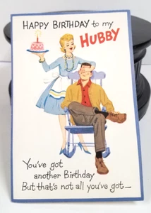 Tarjeta Norcross 1950 Happy Birthday to My Hubby de colección 6,5 x 4,5 pulgadas - Imagen 1 de 8