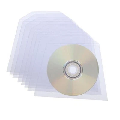 100 BUSTINE BUSTE CUSTODIE CON ALETTA PVC PER CD DVD VUOTE TRASPARENTI SC0 - Immagine 1 di 2