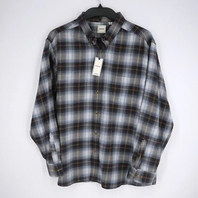 Camisa de manga larga para hombre Dillard's Rowm 2XB grande azul blanco marrón 100 % algodón nueva con etiquetas Foto 1 de 4