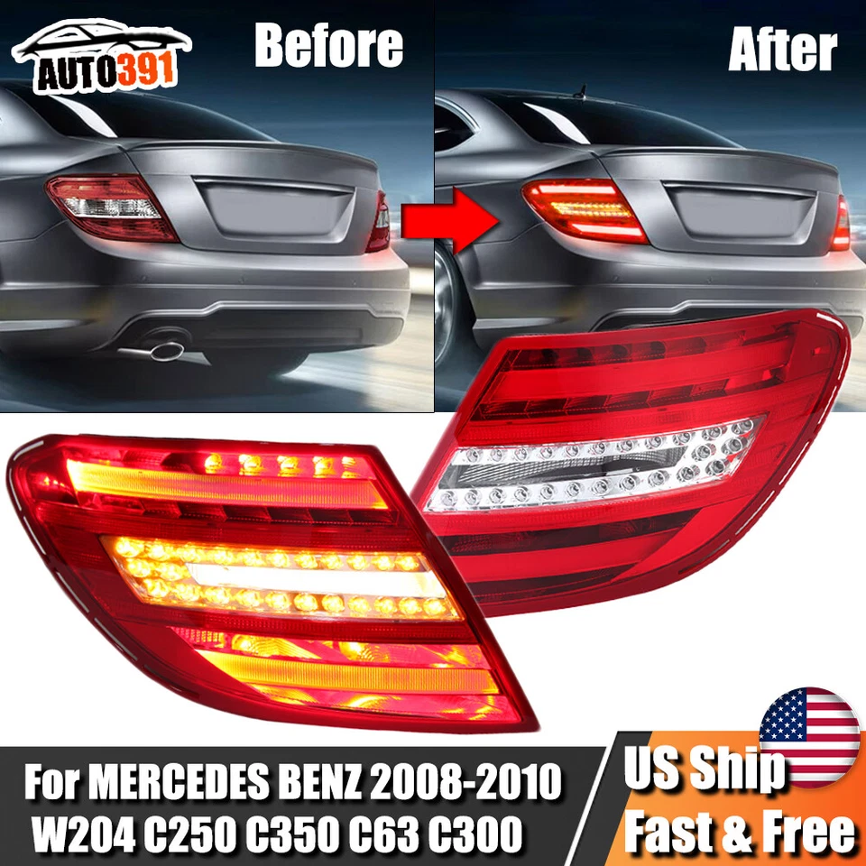 Pair LED Rear TailLight Lamp For MERCEDES BENZ 2008-2010 W204 C250 C350 C63 C300 - Изображение 1 из 4