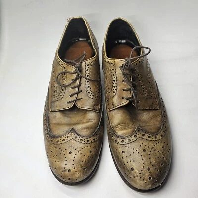 Luca Di Napoli Vero Cuoio Oxford Punta de Ala Cuero Marrón Brogue Hombres 43 Italia j4d Foto 1 de 4