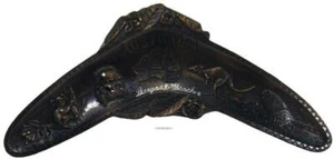 Anodized Copper Boomerang Ashtray Australia Souvenir Baraga Beach - Bild 1 von 10