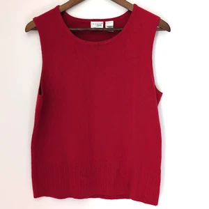 Kim Rogers Sweater Vest Women Sz L Red Top Cashmalon Sleveless Cable Knit Accent - Picture 1 of 4