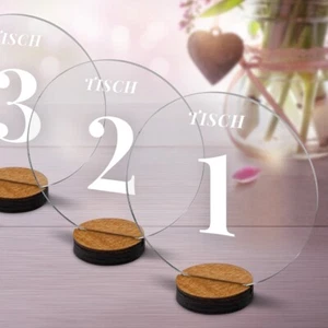 Hochzeit Tischnummern Acrylglas Lasergravur Set Dekoration - Schlicht Serif - Bild 1 von 3