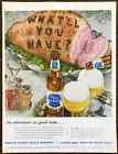 1953 Pabst ruban bleu bière IMPRIMÉ ANNONCE une aventure de bon goût avec jambon cuit 