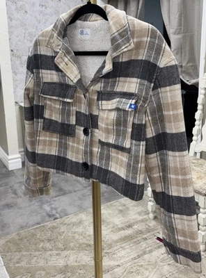 Chaqueta Hurley a Cuadros Forrada Sherpa Beige Tostado Gris Pequeña Foto 1 de 2