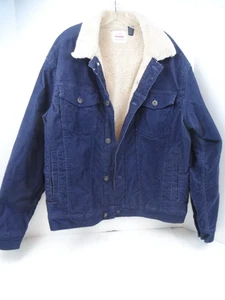 Vintage Wrangler Jacke Herren Fleece gefüttert blau Cordjacke - Größe L - Bild 1 von 10