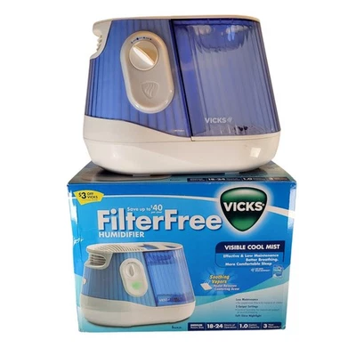 Vicks FilterFree Cool Mist Humidifier Model V4450 Blue White 1 Gal Tank - Image 1 of 4