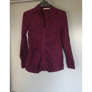 Blusa Fred David púrpura con botones manga larga pequeña fruncida delantera - Imagen 1 de 4