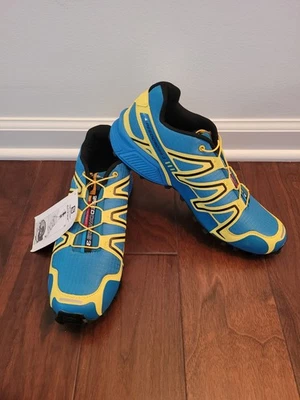 NWT Salomon Speedcross 3 Blue Yellow Black Trail Shoes Men's Size 11 - Image 1 of 4