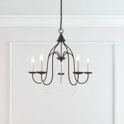 LIVEX LIGHTING 40795-04 Alessia Lámpara de araña negra de 5 luces Foto 1 de 4