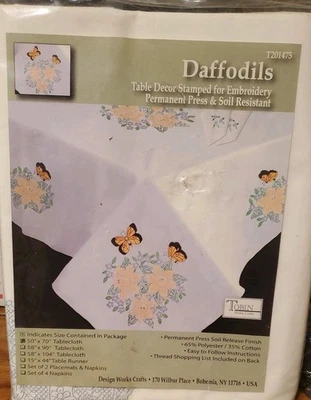 Tobin Stamped Embroidery table cloth DAFFODILS 50"x70" new in package T20475 - Image 1 of 2