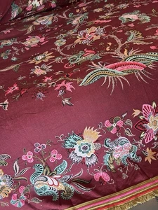 Bates Vintage Tagesdecke Boho 50er Jahre Baumwolle Double Floral bunt Fransen WOW! - Bild 1 von 9