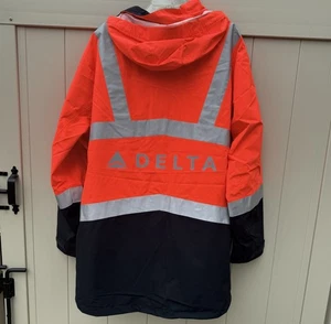 Lands End Delta Jacket Mens 3XL Orange Full Zip Hooded Reflective High Vis - Picture 1 of 16
