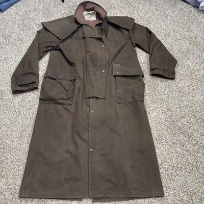 Abrigo de equitación Drizabone talla XS marrón encerado piel aceitera largo capa de hombro Foto 1 de 4