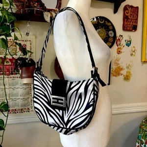 Borsa a tracolla piccola vintage Y2K stampa zebrata retrò glam - Foto 1 di 6