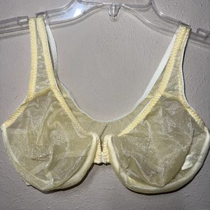 38D Vintage Front Close Yellow Mesh Sheer Unlined Victorias Secret Bra VS - Picture 1 of 9