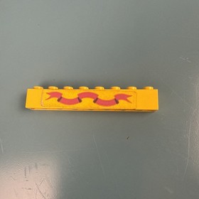 LEGO 1970s Classic Yellow Castle Brick 1 x 8 Pink Ribbon 3008pb006 For 6075 375